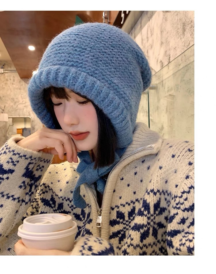 Cappello da sacco con passamontagna in lana, cappello in peluche Lei Feng, cappello invernale con protezione per le orecchie, cappello lavorato a maglia per bambini_voghion.com