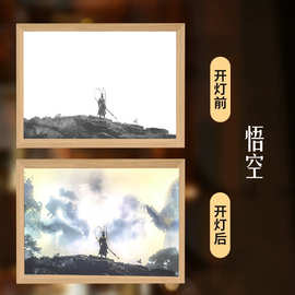 黑神话悟空灯光画小夜灯桌面氛围灯摆件送朋友生日礼物镜子灯光画