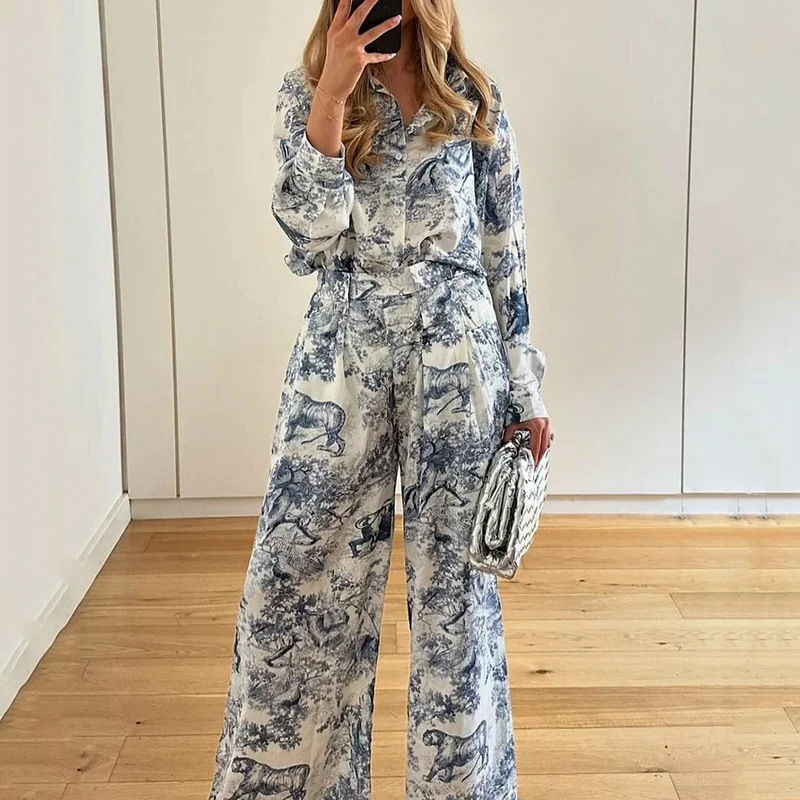 2026 New Spring Women's Clothing European And American Cross-Border Casual Outfits Relaxed Style Printed Shirt Fashion_ecoleips.com
