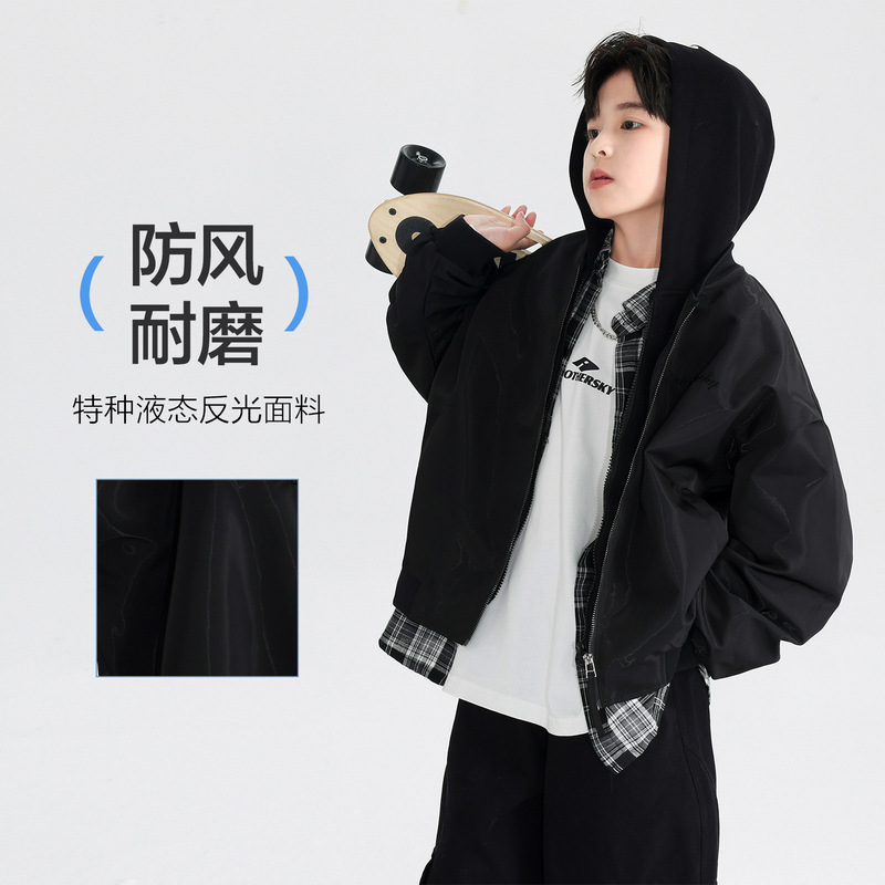 Boys' Autumn Two-Piece Hooded Baseball Jacket 2026 New Model Youth Children's Waterproof Sports Jacket Boys' Autumn Two-Piece Hooded Baseball Jacket 2026 New Model Youth Children's Waterproof Sports Jacket