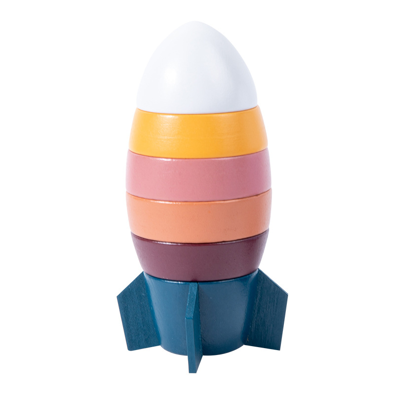 Educativo de los niños educación temprana de madera educativa de seis capas estudiantes de primaria pensamiento lógico cohete de madera juguete bloque de construcción columna