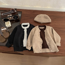 儿童毛衣2025秋冬季新款宝宝洋气假两件针织衫婴儿加厚韩版外套