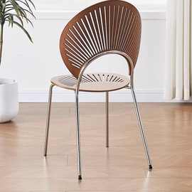 设计师TJKMLB502-B法式复古贝壳椅实木扇贝椅子设计师餐桌椅白色
