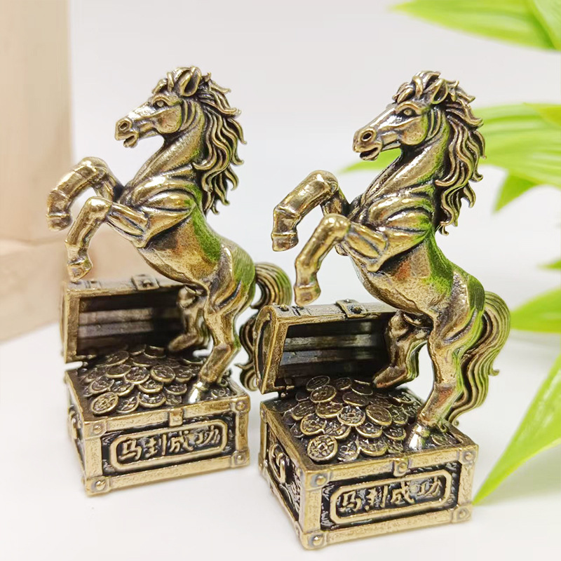 Bronze Horse Ornament for Immediate Success and Wealth, Handicraft Tea Pet, Office Desktop Decoration, Zodiac Horse