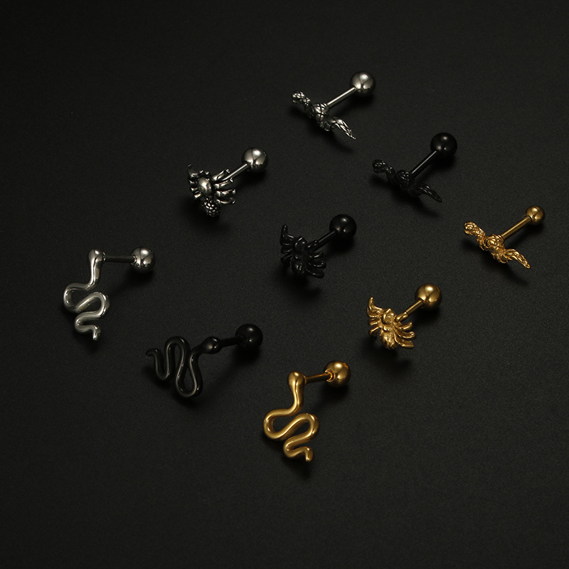 Halloween Festival 1 Piece Halloween Cool Style Snake Spider Plating Titanium Steel Ear Studs