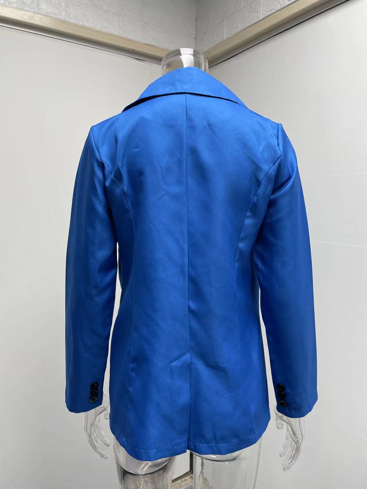 Women's Clothing Long sleeved Solid Color Button Suit Women's Jacket Cardigan_senzul.com