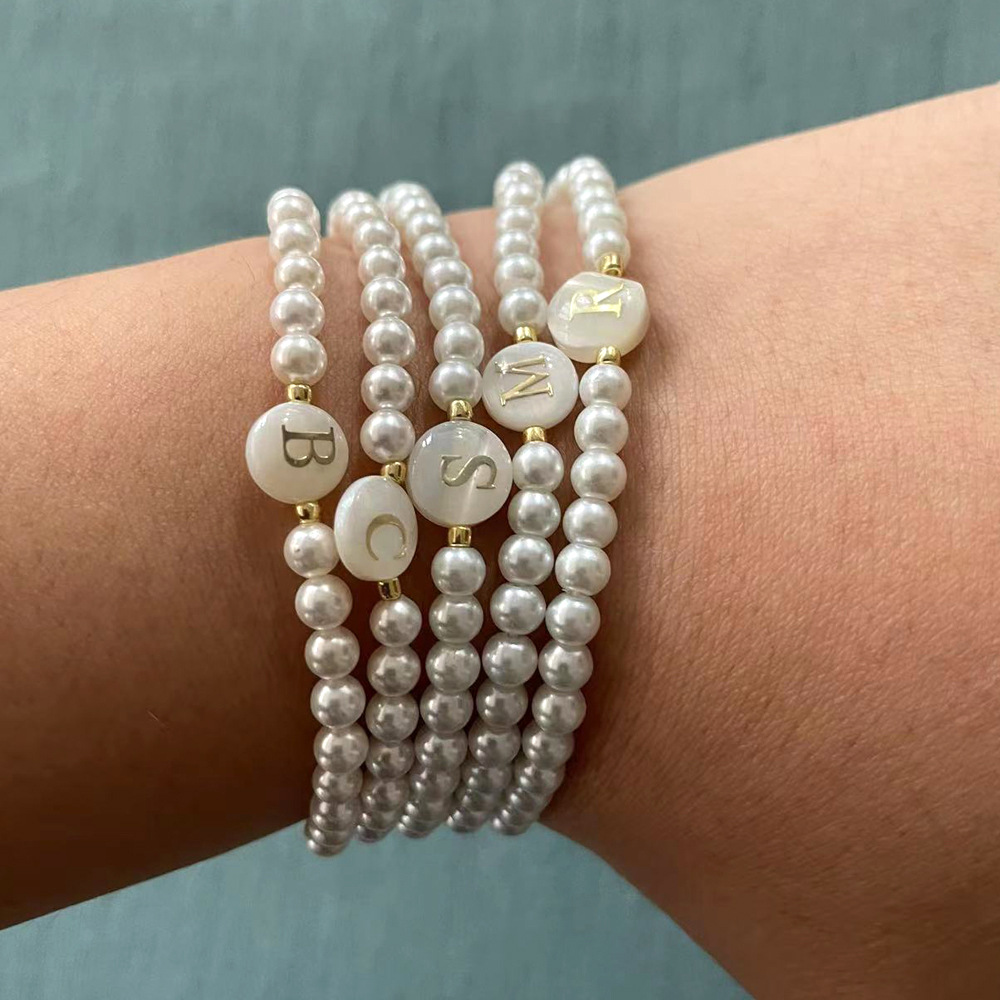 7g Weight Bracelets Classification 1 Piece Quantity Elegant Lady Letter Imitation Pearl Women's Bracelets