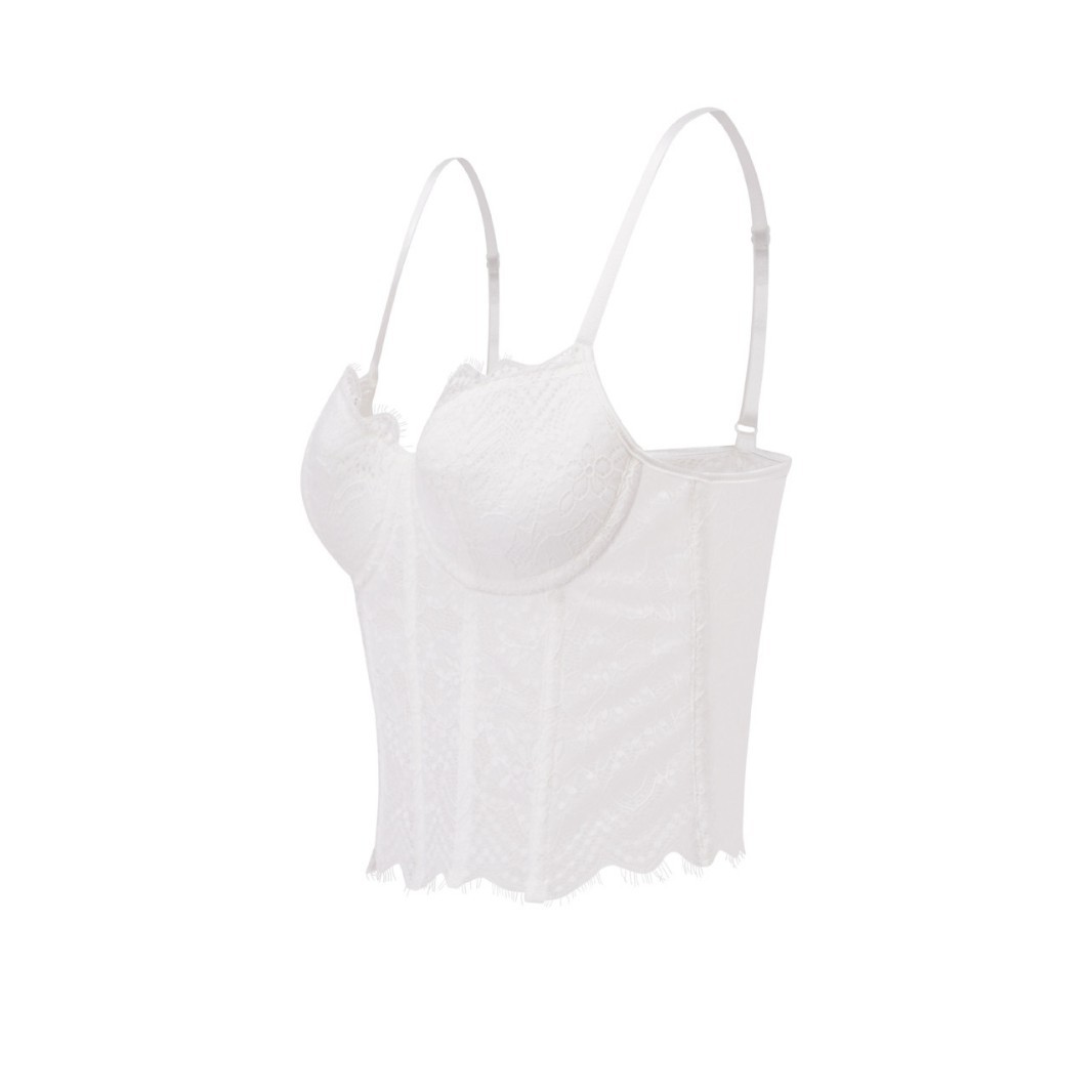 Nuevo encaje de malla blanca doble colgante con taza de dama de limpieza de pecho ropa de cuerpo Aliexpress suministro transfronterizo