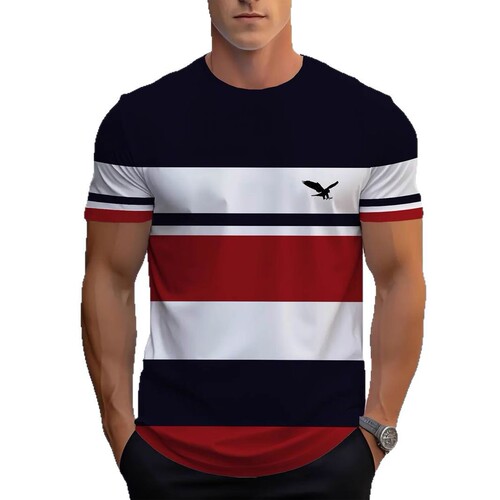 European and American Cross-border 3D Digital Short-Sleeve Amazon Best Selling New Fashion Casual Crew Neck T-Shirt Breathable Sweatproof Top