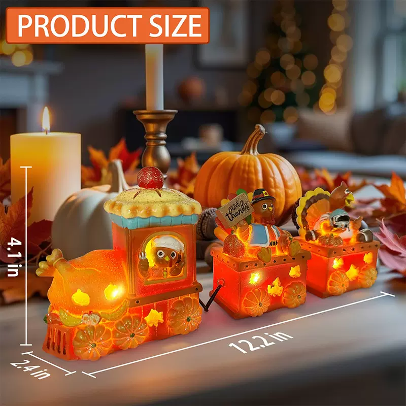 跨境创意感恩节火鸡火车雪房子雪人模型diy装饰场景工艺品