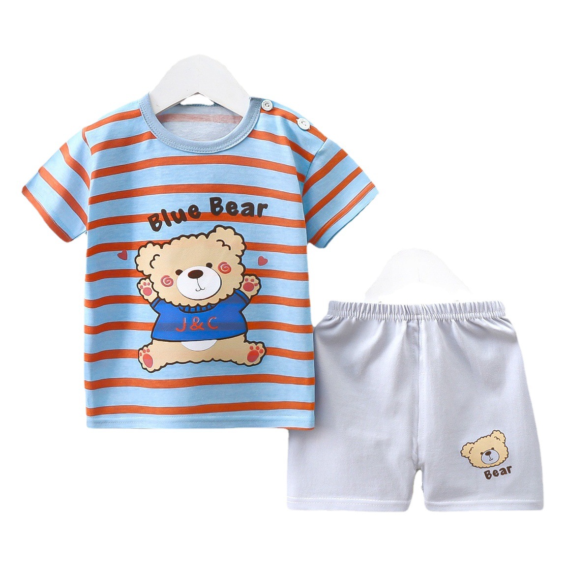 Traje de manga corta para niños, verano de algodón puro, nuevo estilo, verano para niños, camiseta para bebés, ropa para niñas, ropa para niños delgada