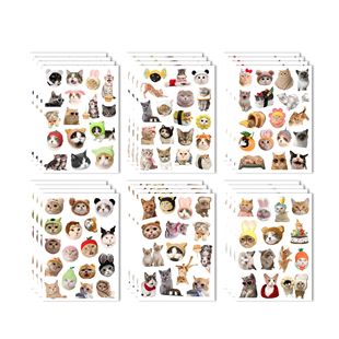 6 Types of Cartoon Cat Stickers, 97 Pieces of Waterproof Diary Stickers, Guka Stickers, DIY Decorative Stickers, Self-Adhesive