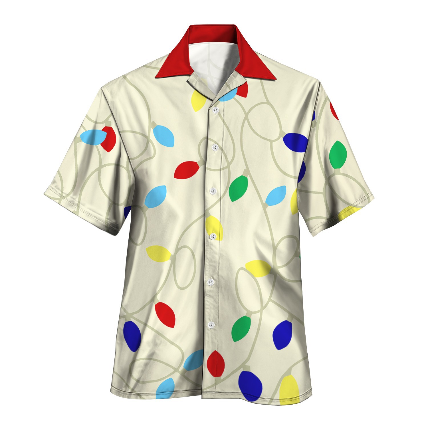 2024 otoño nuevo estilo personalidad colorido contraste color de un solo pecho cuello cubano estampado camisa de manga corta MB33