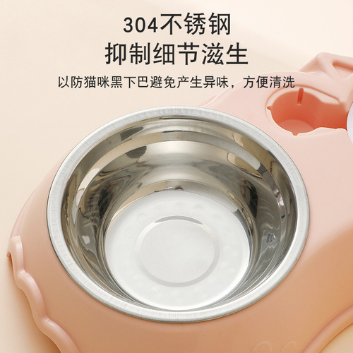 Cross-border new pet bowl, dog bowl, plastic double bowl, cat bowl, automatic drinking bowl, anti-tip pet food utensils