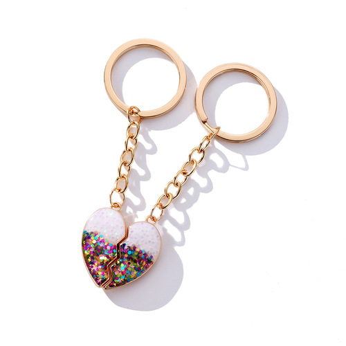 Cross-border new love rainbow keychain Internet celebrity girl simple bag pendant alloy drop yo pendant jewelry