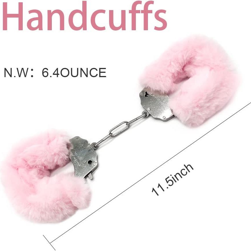 SM Erotic Three-piece Set Adult Products Toy Plush Handcuffs With Blindfold Whip Training Props For Teasing_voghion.com