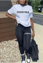 N8000E3A 大码肥婆跨境春夏女装亚马逊独立站印花个性休闲两件套