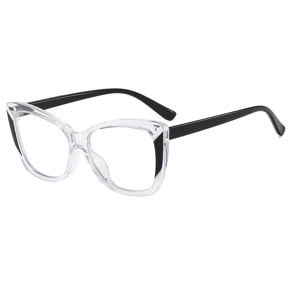 2024 nuevo estilo TR90 color de contraste elegante ojo de gato gafas anti-luz azul personalidad europea y americana gafas de marco de miopía de alta gama
