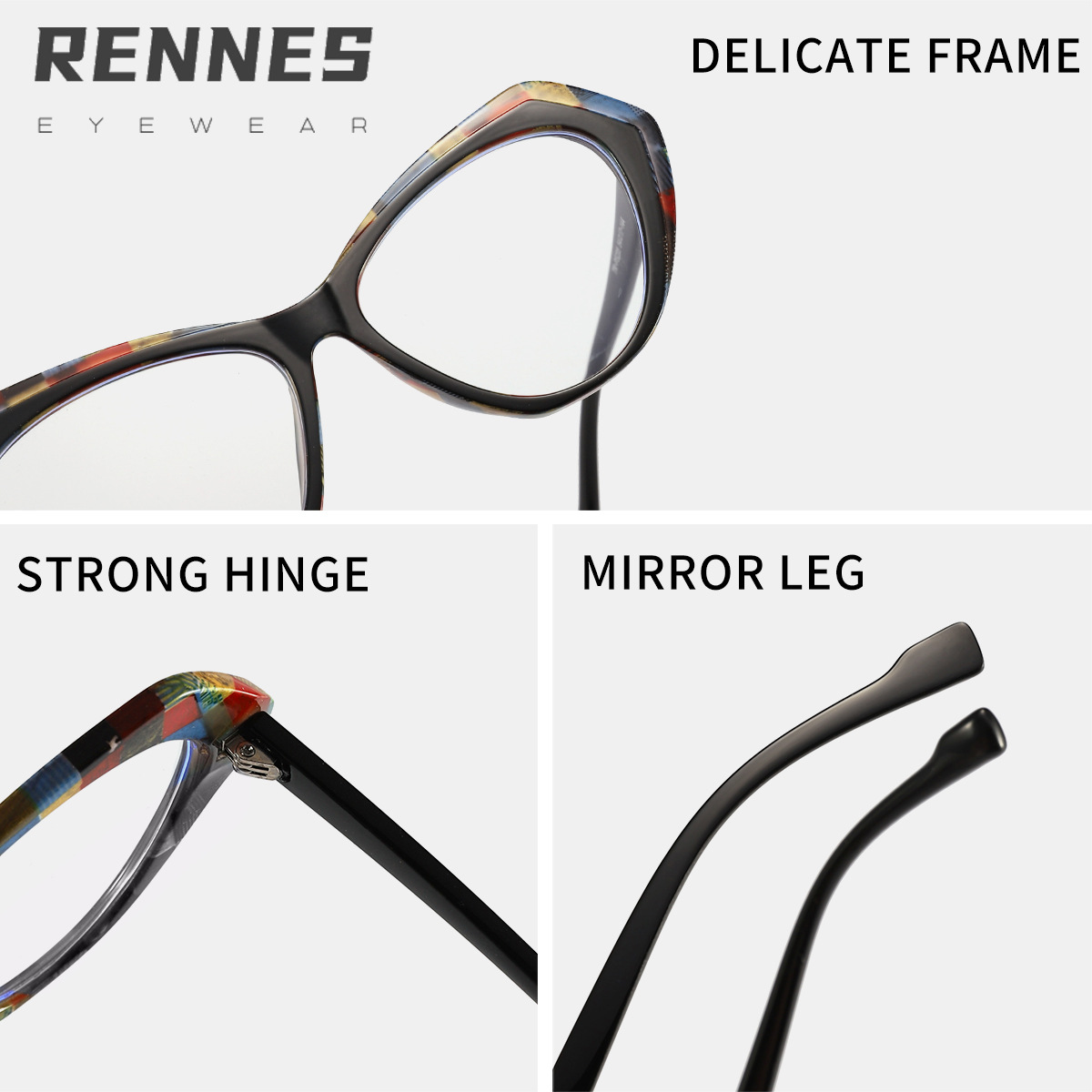 Nuevo ojo de gato irregular a juego de colores europeo y americano espejo plano anti-luz azul TR90 gafas de marco de miopía sin maquillaje