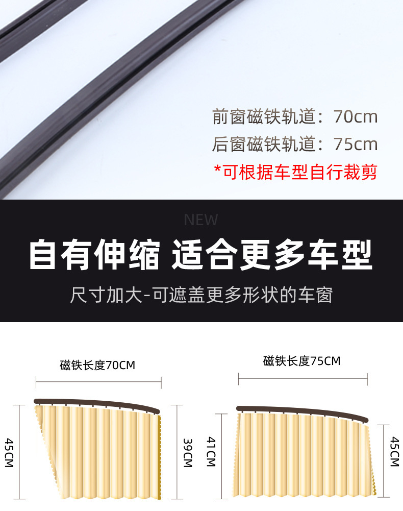 Car Curtain Sunshade for Sedan and Suv, Interior Window Track-Mounted Sun Protection and Heat Insulation Privacy Sunshade