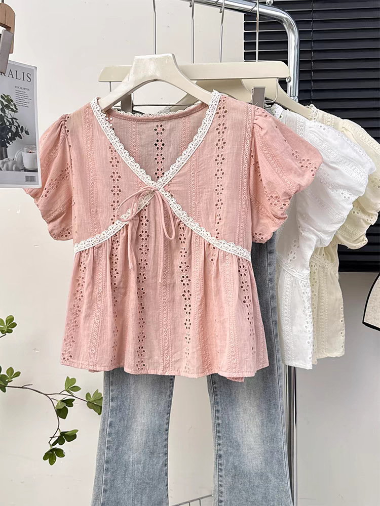 Cute lace summer shirt with bow