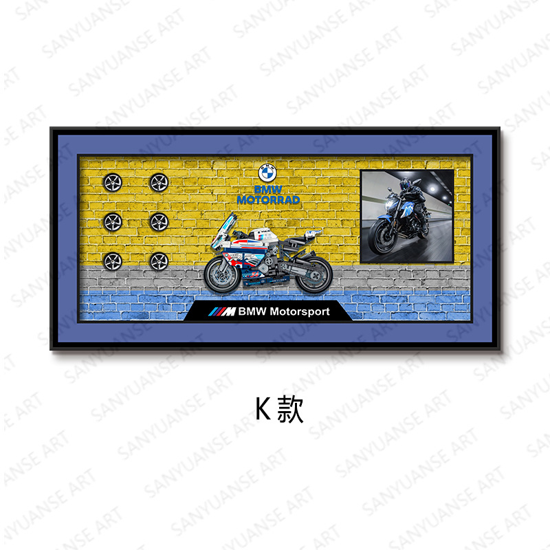 Bloques de construcción de moda Motocicleta porche pasillo mural habitación de los niños dormitorio decoración pintura Kawasaki BMW carreras todoterreno