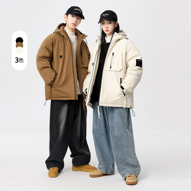 남자 겨울 새 툴링 커플 다운 재킷 남자 기모 두꺼운 따뜻한 후드 캐주얼 90 다운 재킷