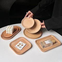 ins ブナ材トレイ木製収納トレイオーバルトレイケーキデザートトレイインターネット有名人の食品写真小道具写真撮影