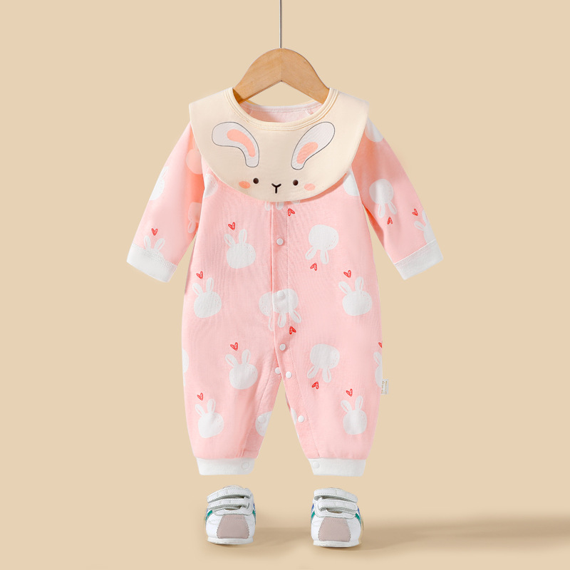 Bebé recién nacido mono puro algodón primavera y otoño hombre y mujer bebé mameluco babero mameluco ropa de luna llena 0-12month