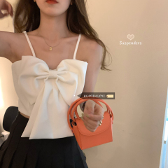 設計感小眾蝴蝶結美背小吊帶女春秋大碼胖mm外穿顯瘦內搭背心上衣