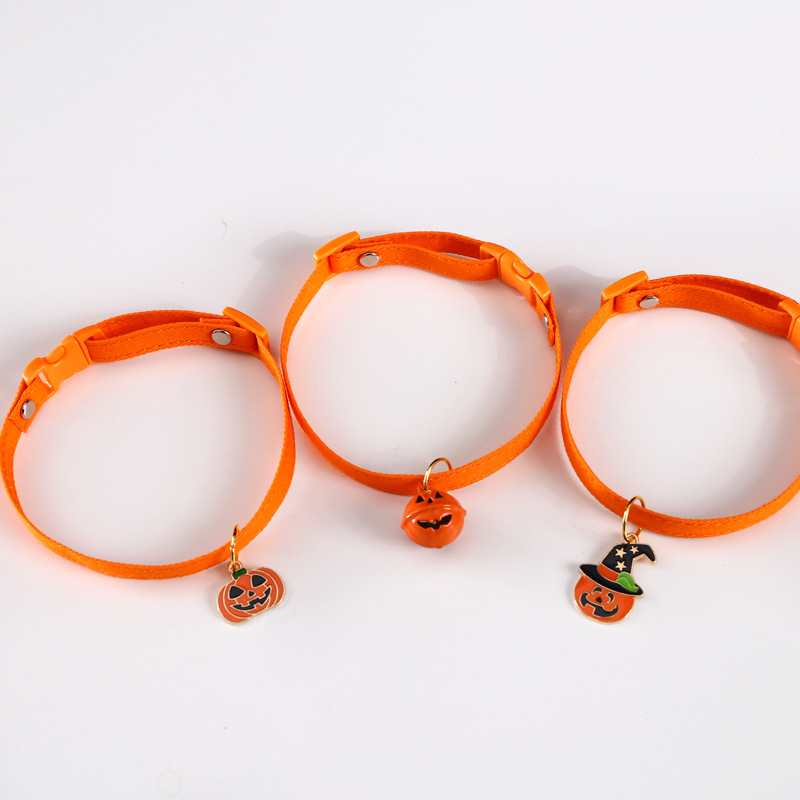 Mascotas Halloween calabaza fantasma campana ajustable perro gato conejo colgante accesorios collar