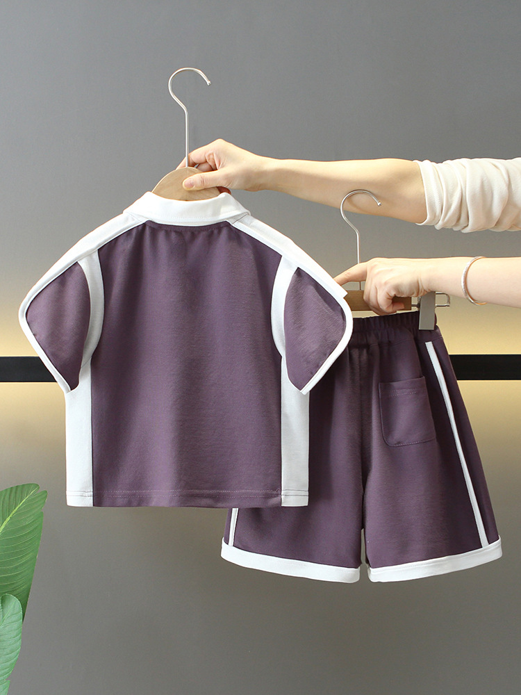 7861 traje de verano para niños 2025 nuevo traje de dos piezas de manga corta para niños ropa de polo casual de verano para bebés