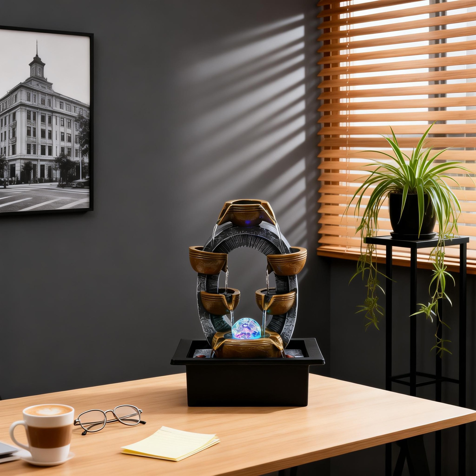Fuente de Agua de Mesa con Circulación de Resina