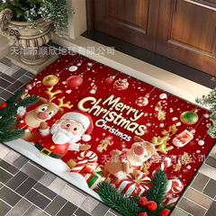 2025 新しいクロスボーダークリスマスフロアマットクリスマス装飾玄関ドア滑り止めと汚れ防止フロアマットはラベルを貼って発送できます