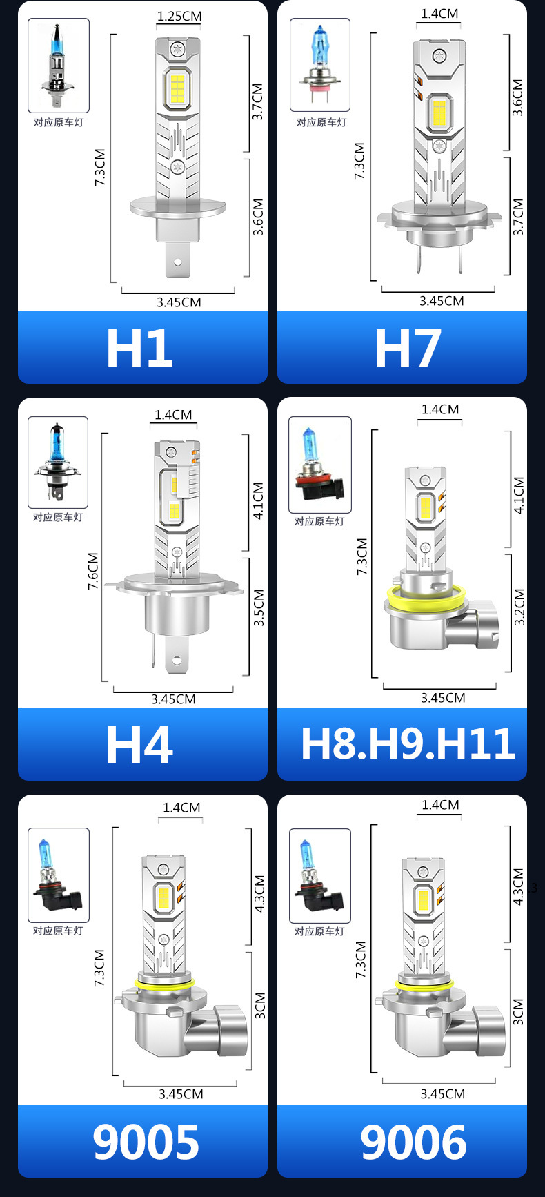 New Amazon Car Led Headlights Plug-In Type H7 H1 H4 H11 Super Strong Light Focus 6000K Headlight Front Fog Light