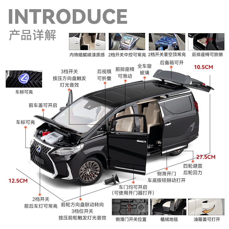 Coche a modelo de coche de aleación 1:18 genuino Lexus coche comercial eco luz y sonido coche de juguete modelo de sonido al por mayor