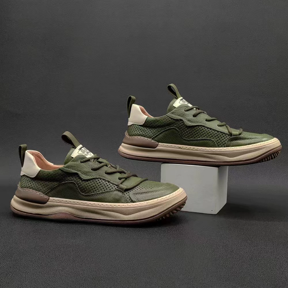 Мужская обувь весенне-летняя полая дышащая обувь Туфли-клоуны с кривым носком, универсальная мужская обувь Европейского класса, повседневная обувь для мальчиков высокого класса