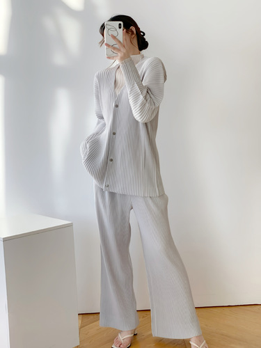 Miyake pleats HP series Miyake style spring and autumn pleats women's loose pleats suit top straight pants