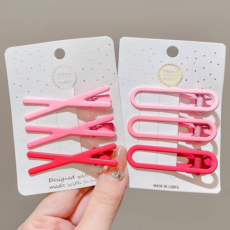 Rosa horquilla femenina 2024 Nueva horquilla BB clip frente flequillos laterales horquilla rota lindo clip de dopamina otoño