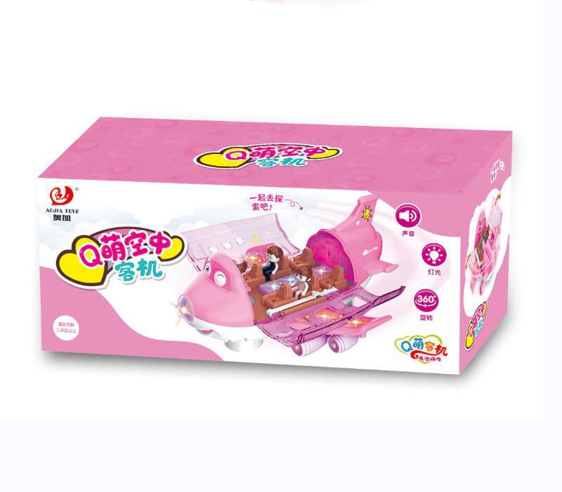 Tiktok universal para niños Q lindo avión de pasajeros música ligera universal 360 aviones giratorios modelo de coche de juguete eléctrico transfronterizo