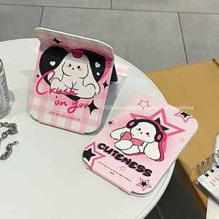 Cute Small Mirror Folding Makeup Mirror for Students Portable Dormitory Office Desktop Dressing Mirror Large Size