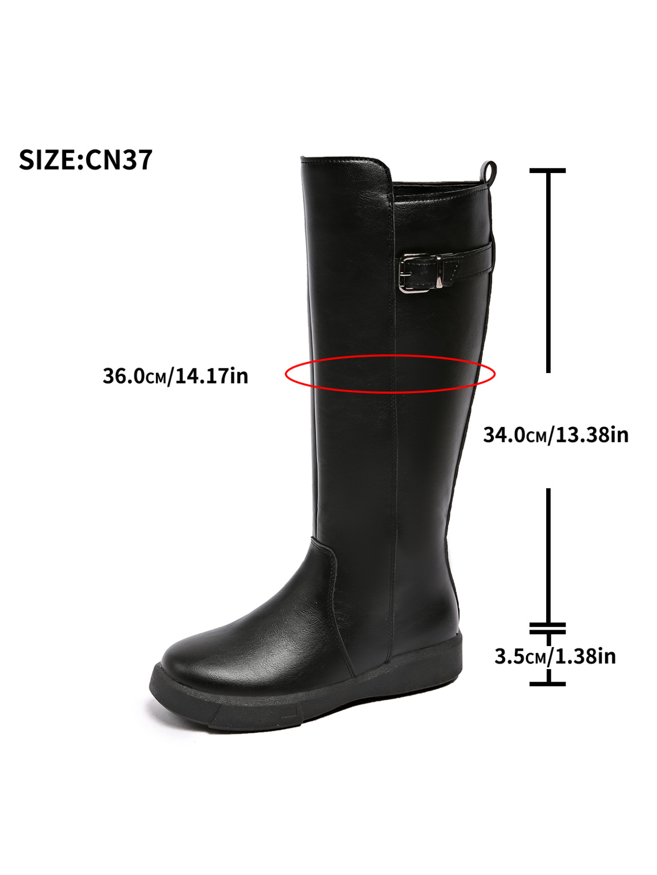 Women's Leather Riding Boots British Style Round Toe Thick Sole_voghion.com