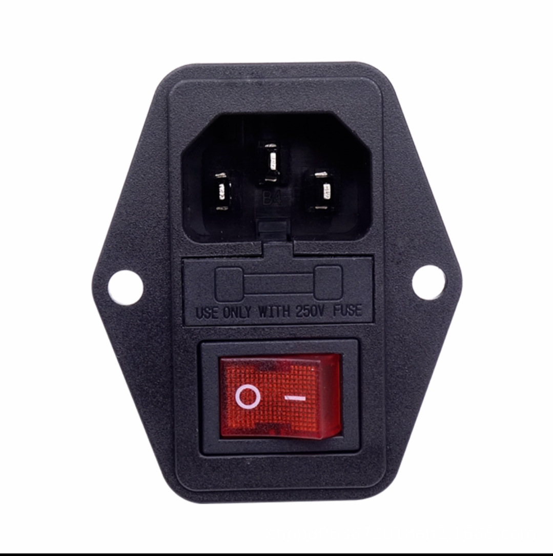 AC电源插座品字带灯带保险丝 三合一带开关 品字插座带耳朵