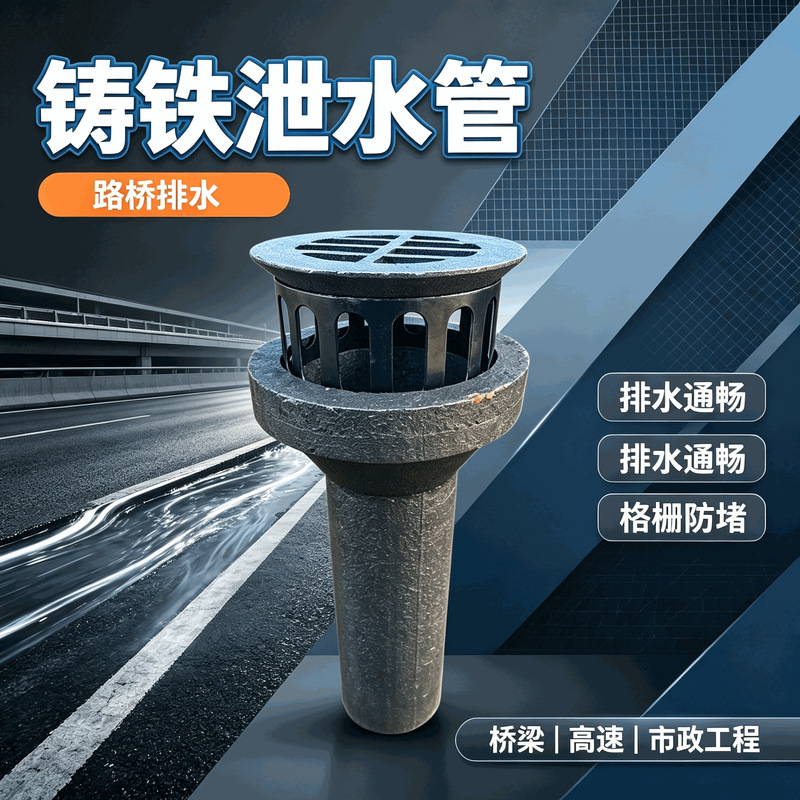 Cast iron drain pipe, square or rectangular rainwater collection basin, drain pipe ring, grating, and篦子 for highway bridge deck drainage Cast iron drain pipe, square or rectangular rainwater collection basin, drain pipe ring, grating, and篦子 for highway bridge deck drainage