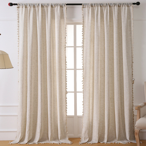 Modern minimalist-style solid-color semi-blackout curtains—elegant balcony screening fabric, simple yet sophisticated ready-made curtains for home use.