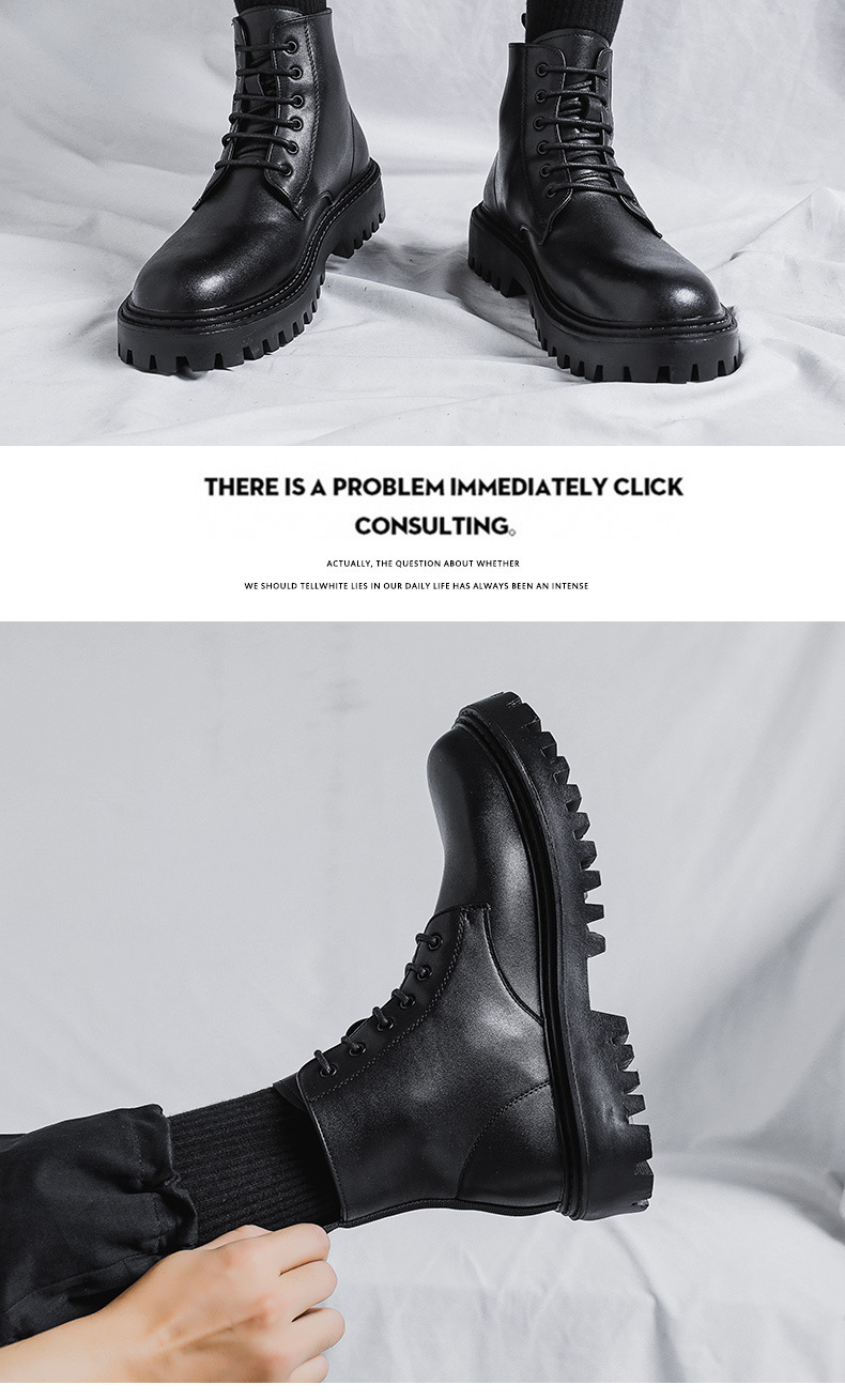 Internet Beliebte Martin-Stiefel für Herren, High-Top, trendige Frühlings- und Herbstschuhe im britischen Retro-Stil, mittelhohe Lederschuhe, erhöhte schwarze Lederstiefel_voghion.com