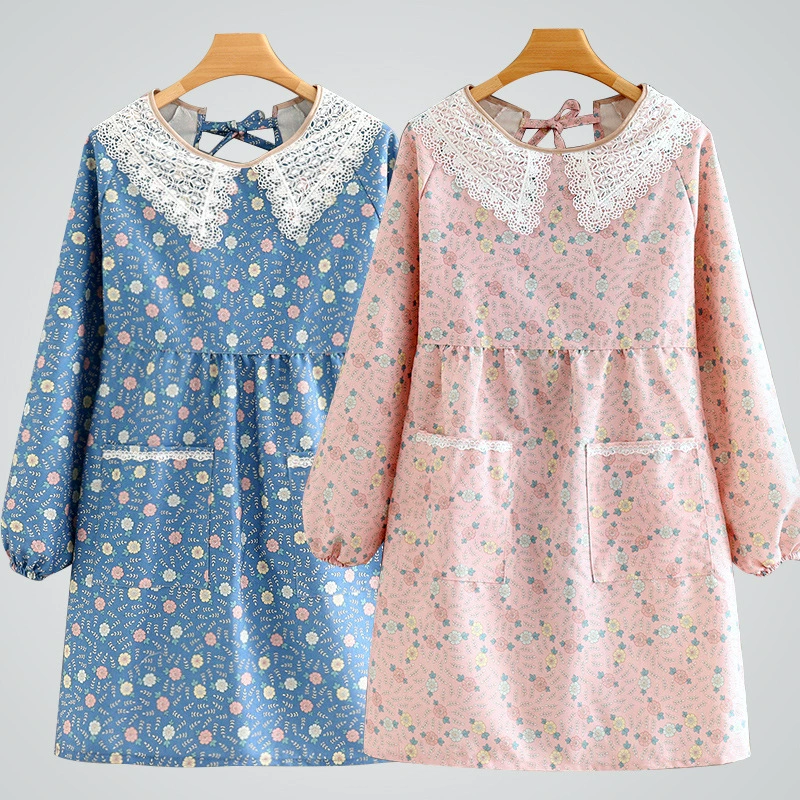 Новый домашний Кружевной Фартук с длинными рукавами, Женский кухонный комбинезон в Корейском стиле в западном стиле, кухонный дышащий