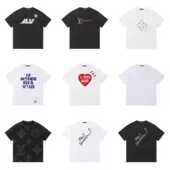 25 Spring Summer Cotton Crew Neck Short Sleeve T-Shirt Cartoon Letter Print Casual Loose Versatile Top Trendy