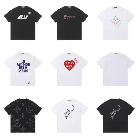 25 Spring Summer Pure Cotton Crewneck Short Sleeve T-Shirt Cartoon Letter Print Casual Loose Versatile Top Trendy