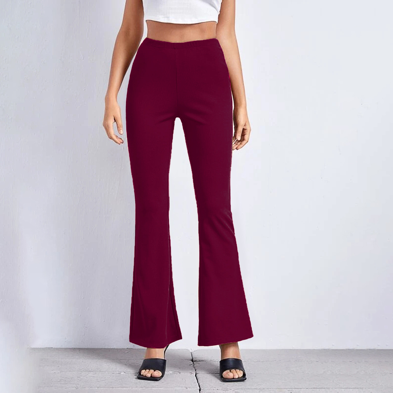 Women's Daily Simple Style Solid Color Full Length Casual Pants Flared Pants display picture 4